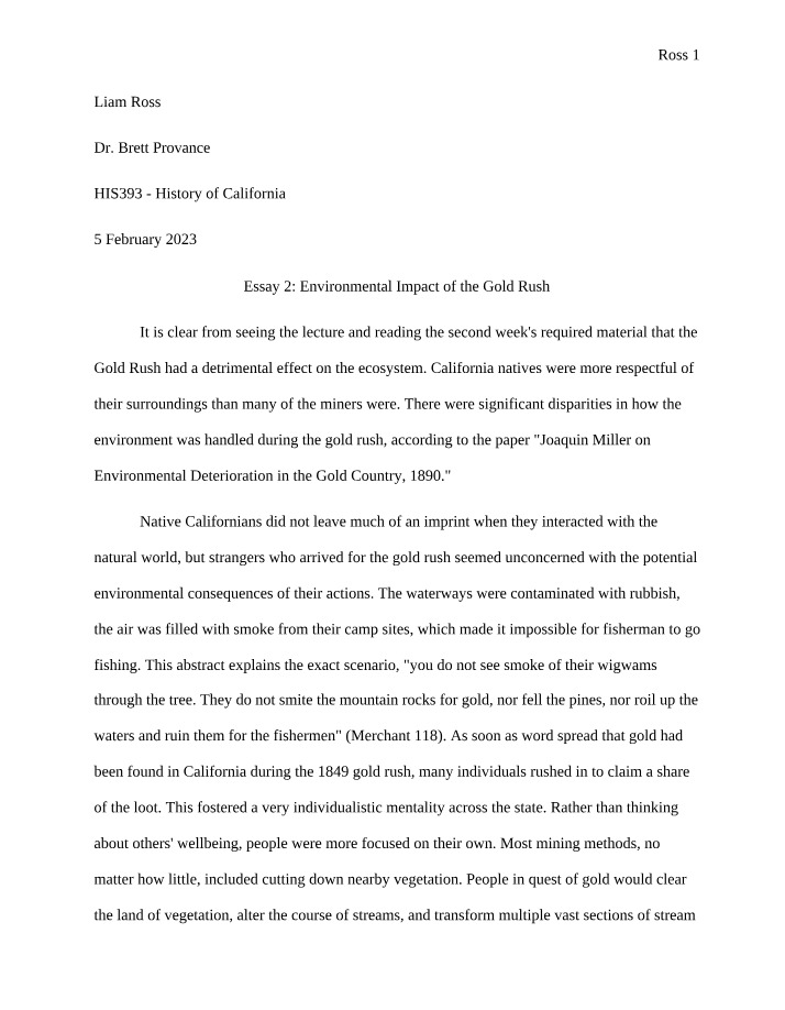 Environmental Impact of the Gold Rush