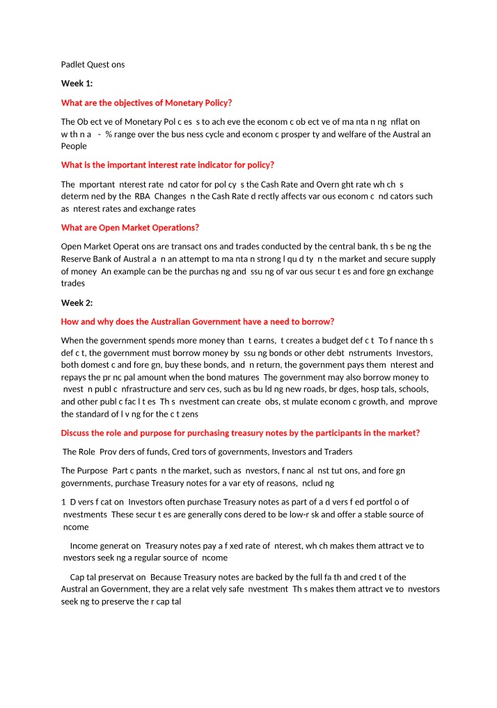 Monetary Policy Objectives and Open Market Operations