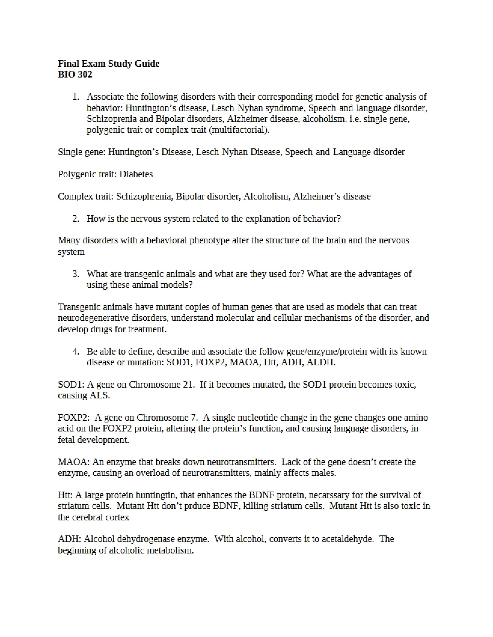 Human Genetics Final Review