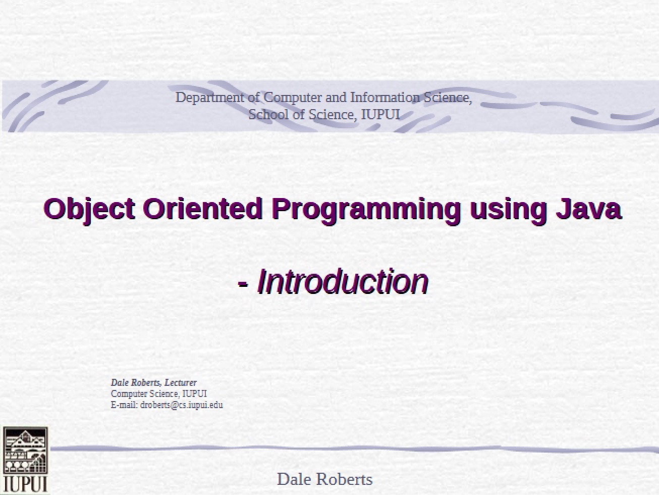 Java-Based Object Oriented Programming