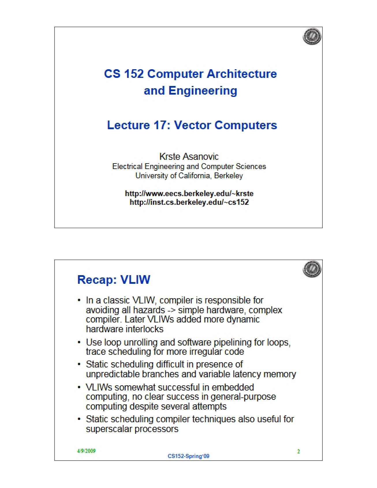 Vector Computer Architectures