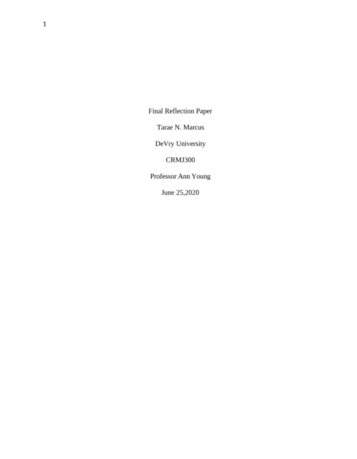 Paper for Final Reflection