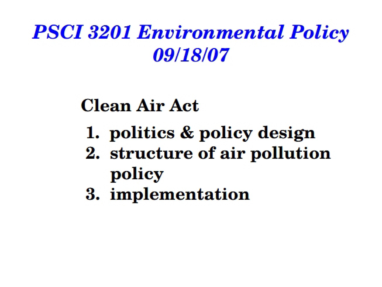 Overview of the Clean Air Act
