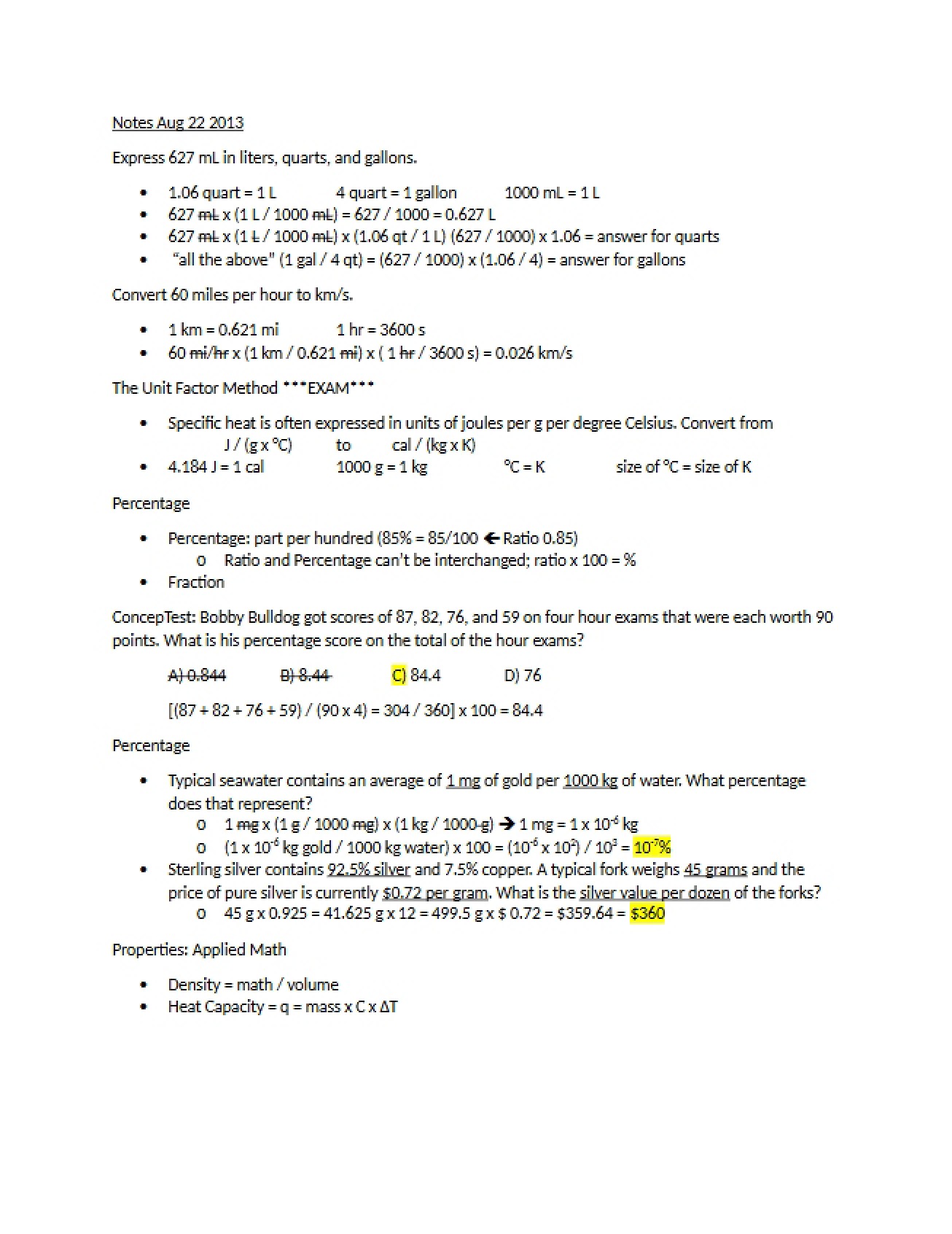 Notes from August 22, 2013