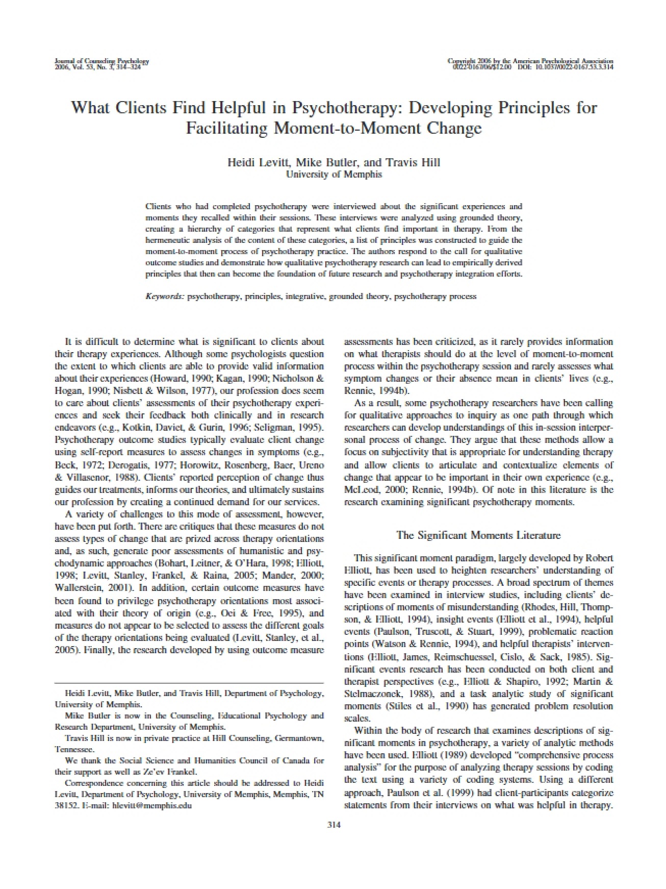 Client Helpful Factors in Psychotherapy