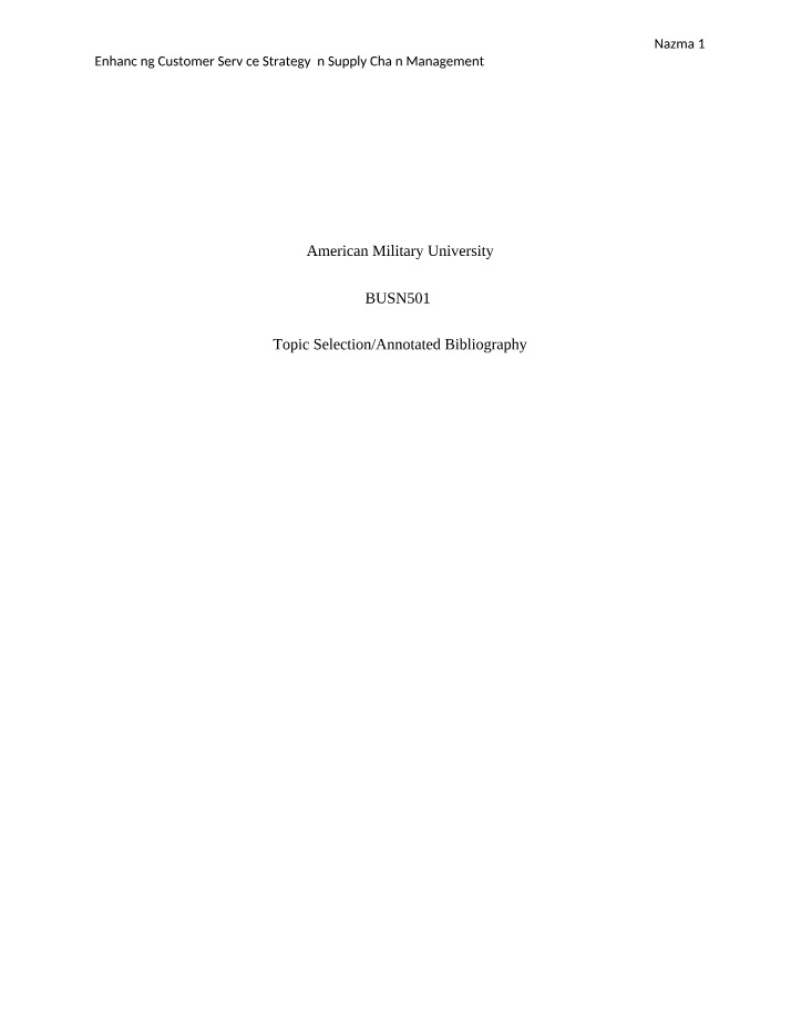 Customer Service Strategy in Supply Chain Management