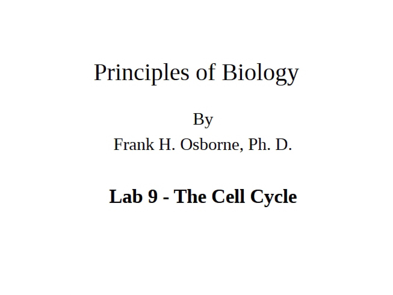 Introduction to the Cell Cycle