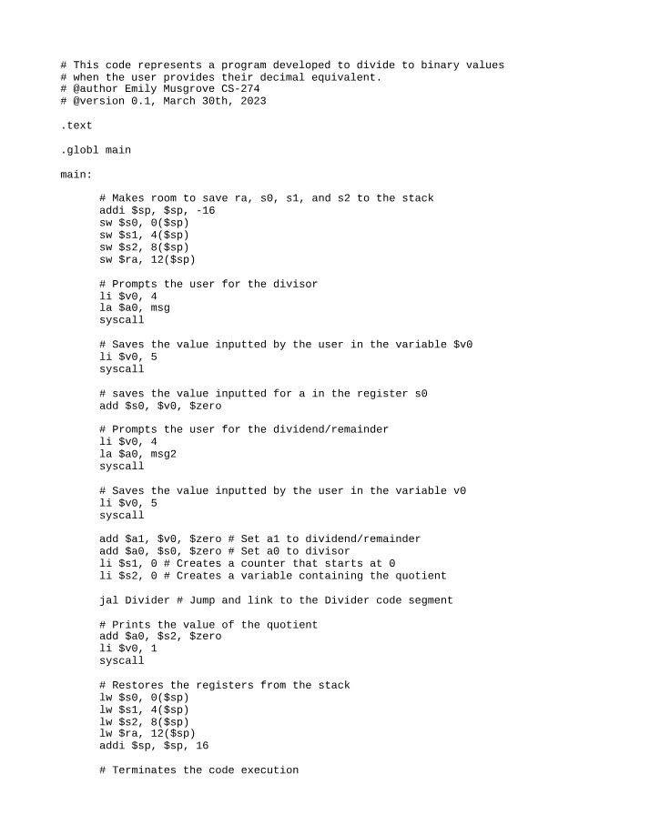 Decimal Equivalents of Binary Values Program