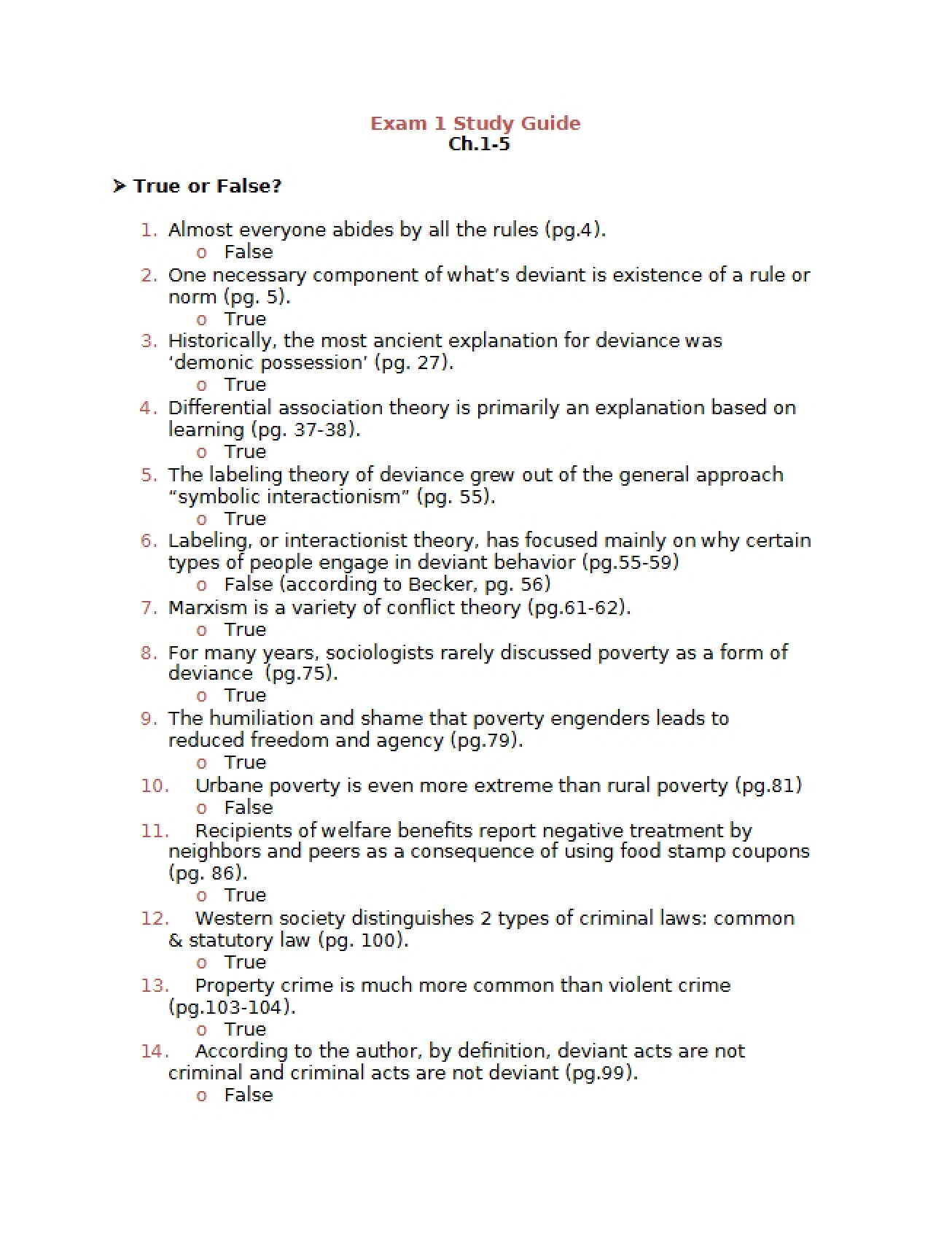 First Exam Study Guide