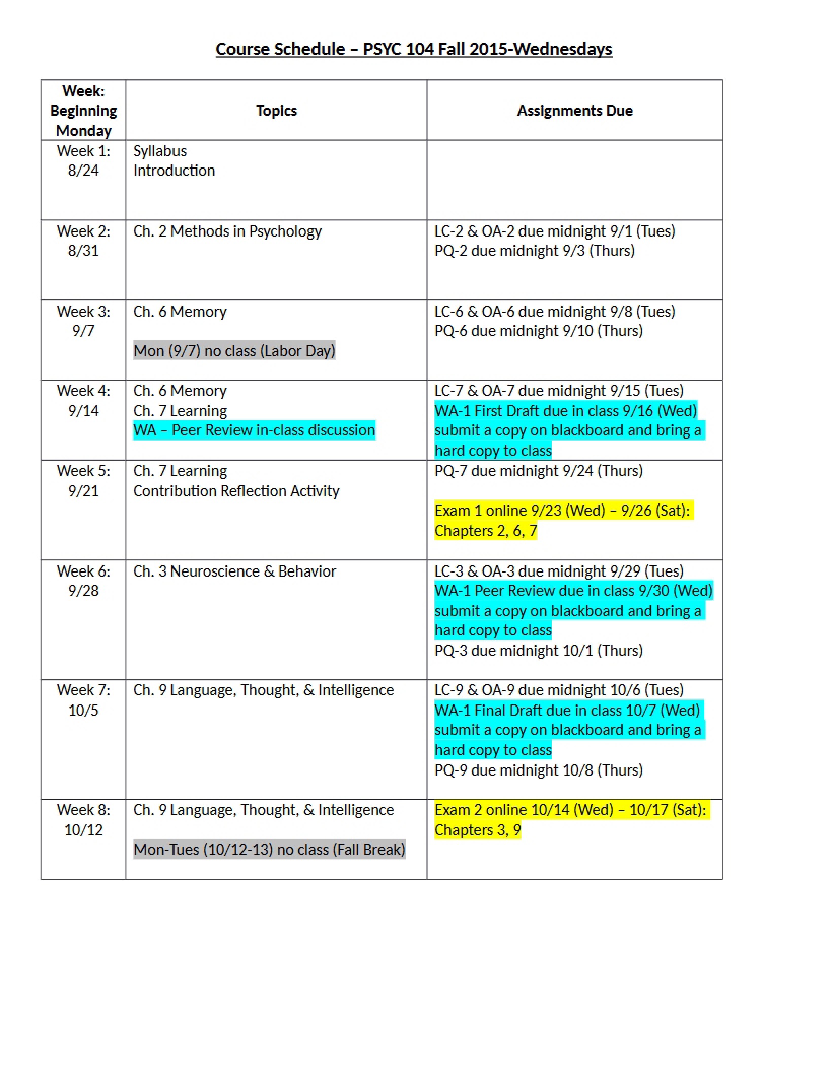 Course Schedule