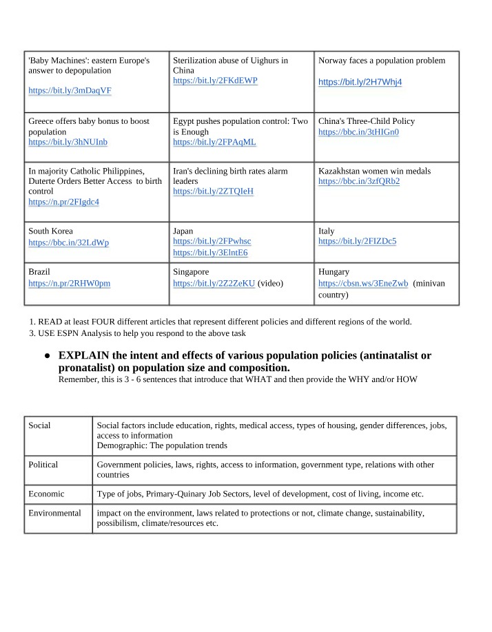 Population Policies - Tic Tac Toe