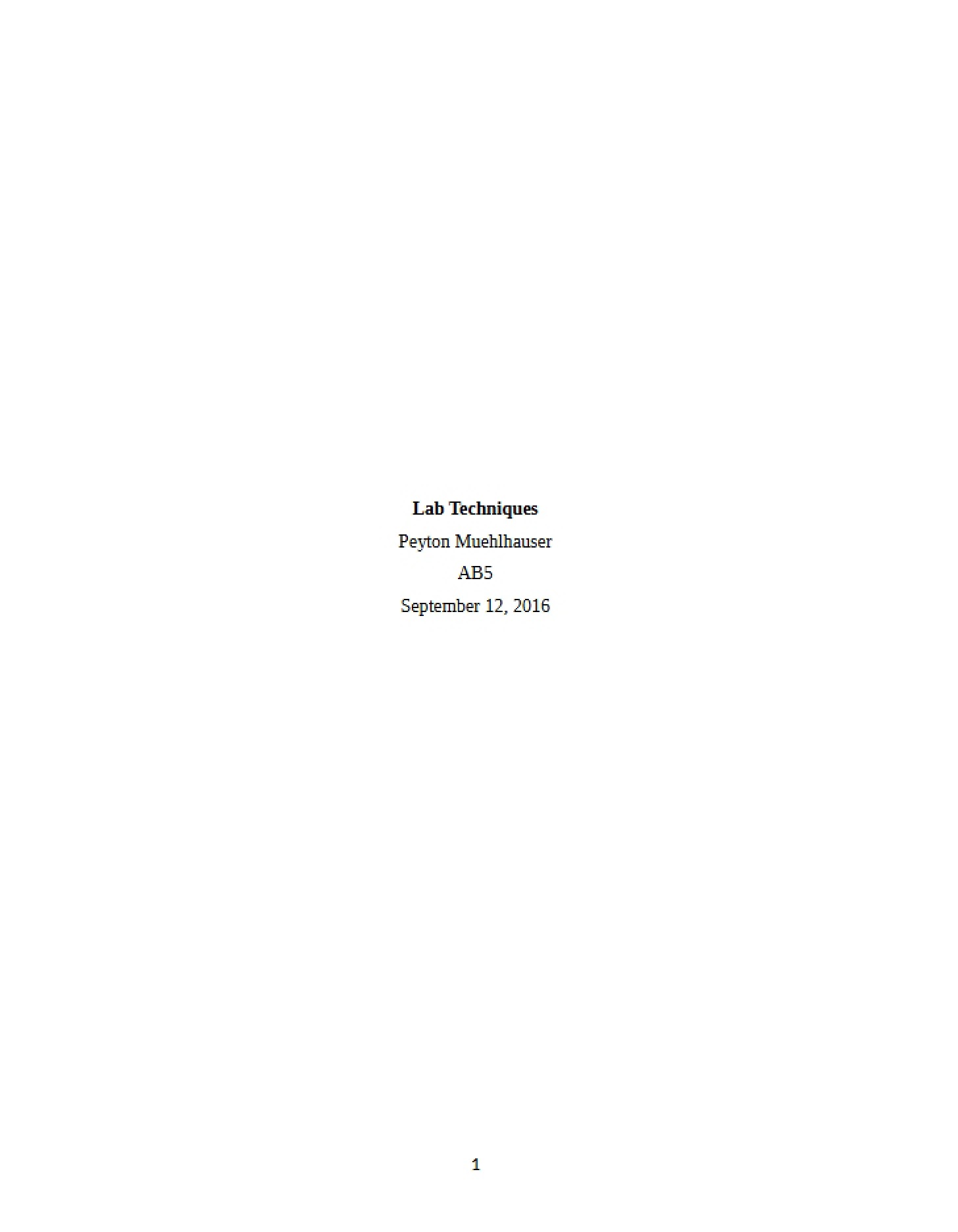 Report on Laboratory Techniques