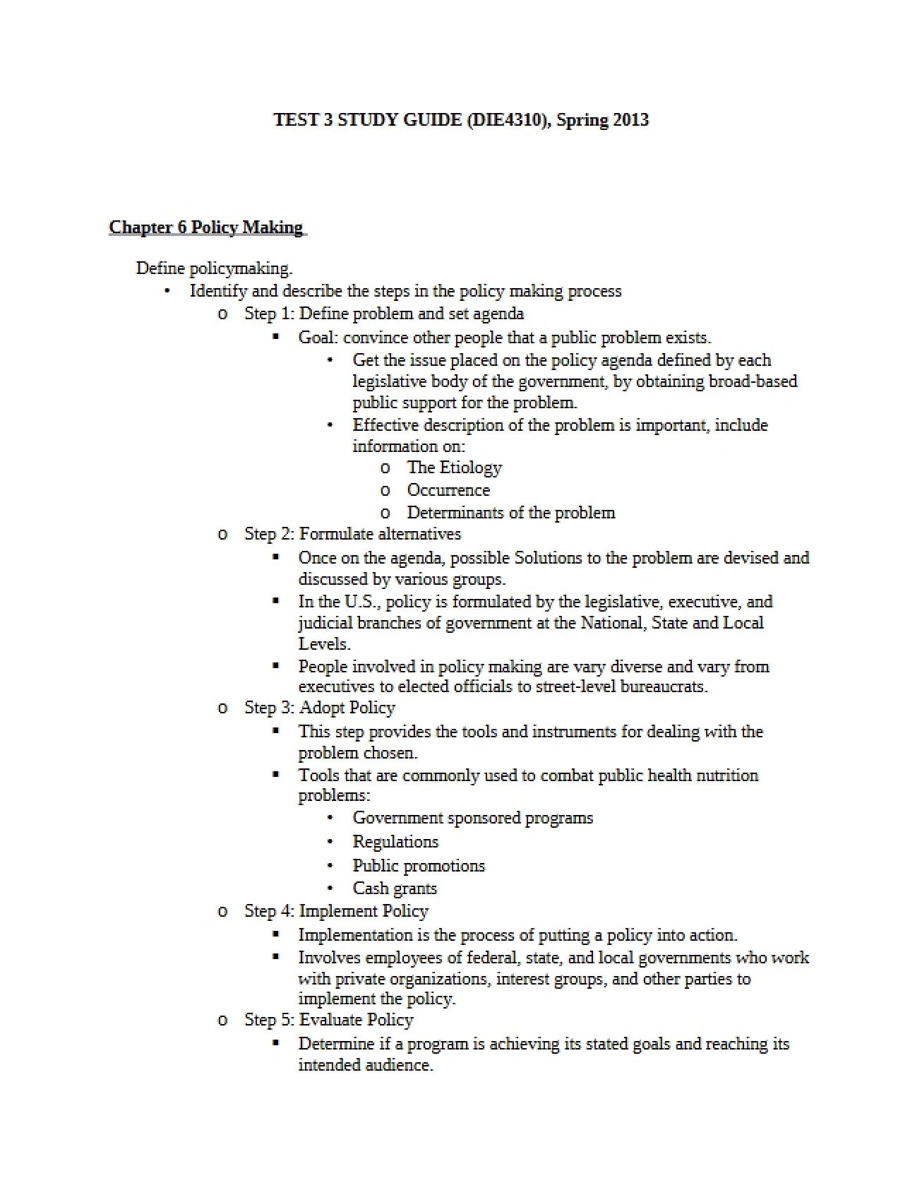 Study Guide for the Third Test