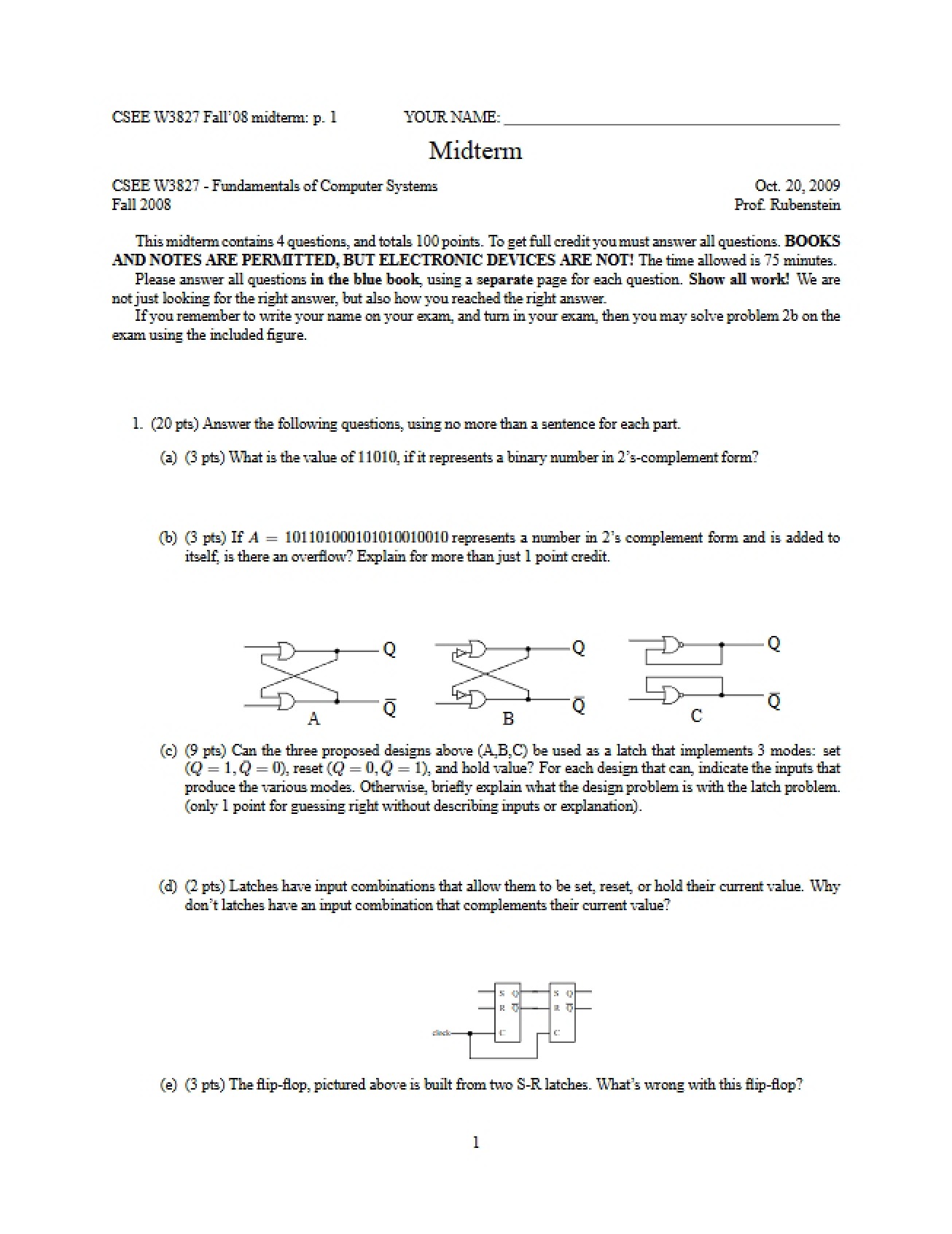 Computer Systems Midterm Exam