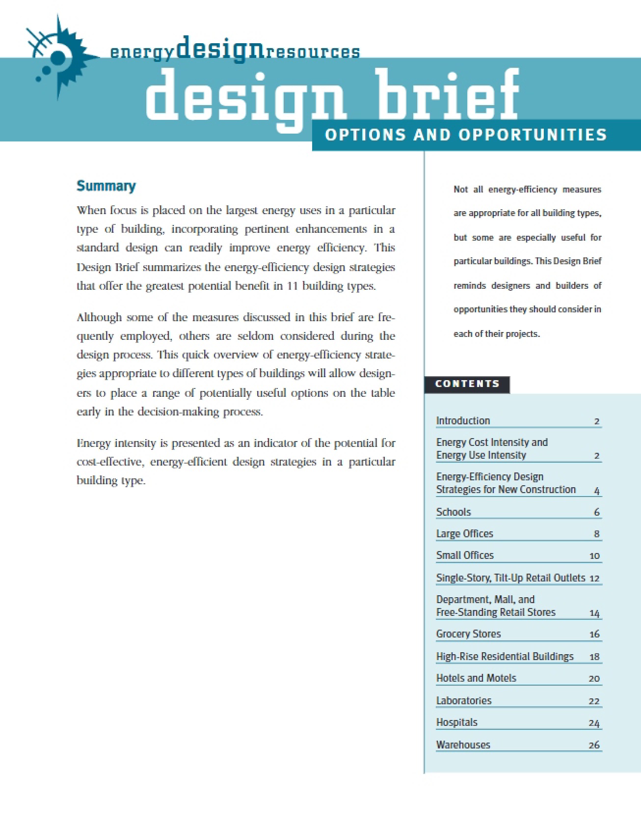 Design Brief Options and Opportunities