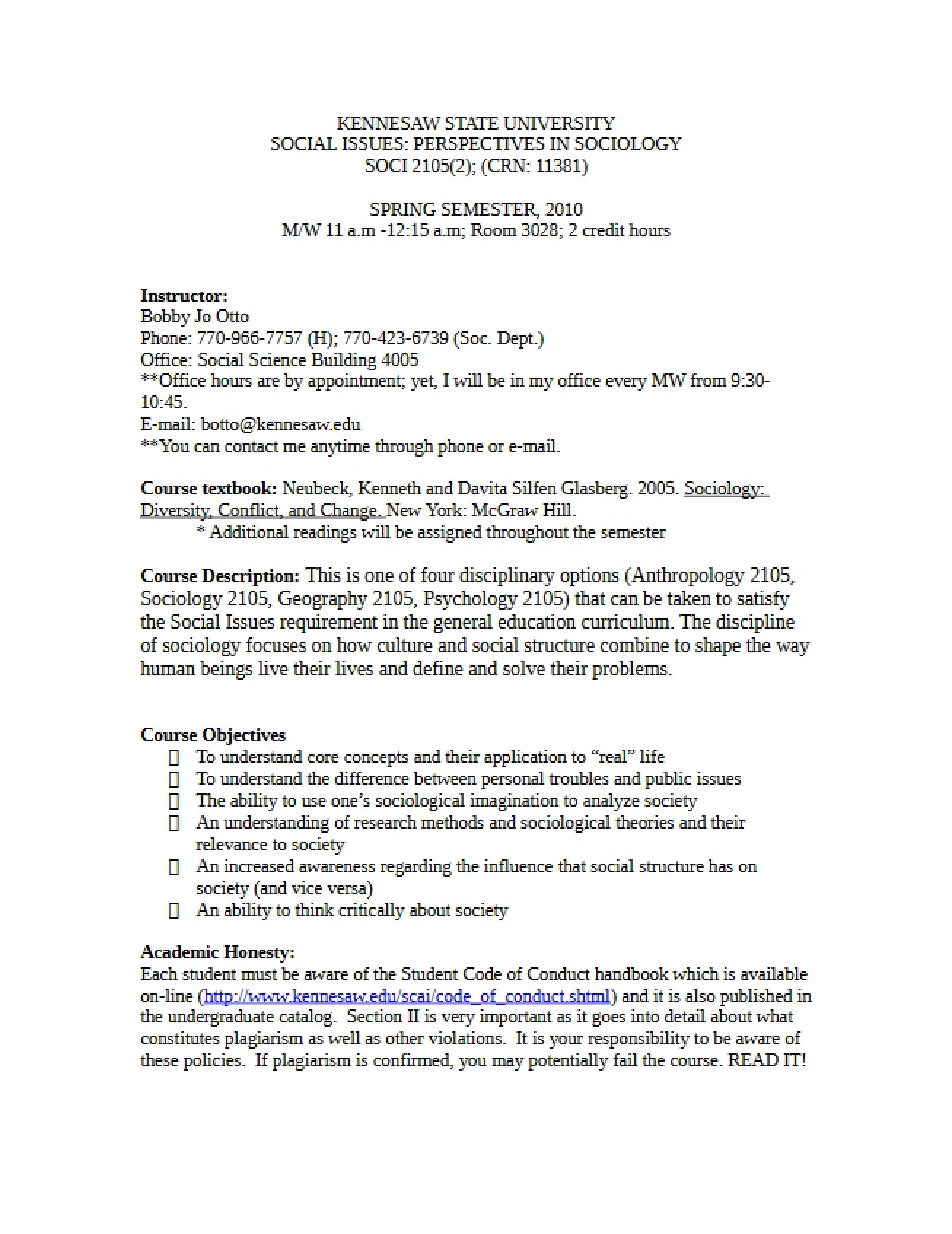 SOCI 2105 Course Requirements Document