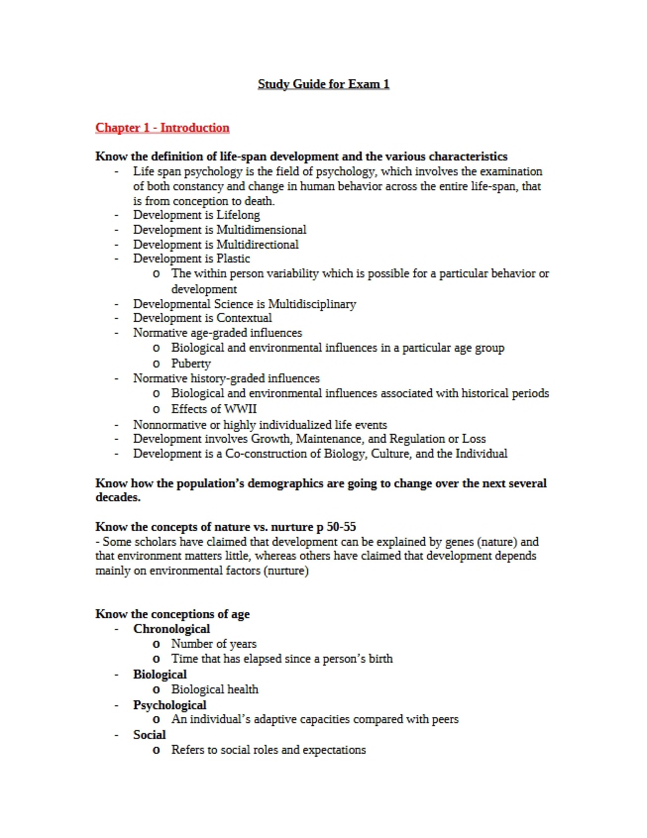 Exam 1 Preparation Guide