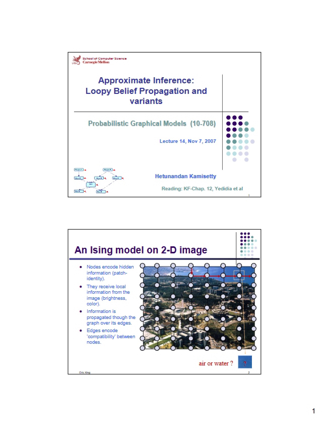 Lecture on Probabilistic Graphical Models