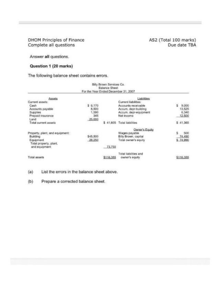 Identifying and Correcting Balance Sheet Errors