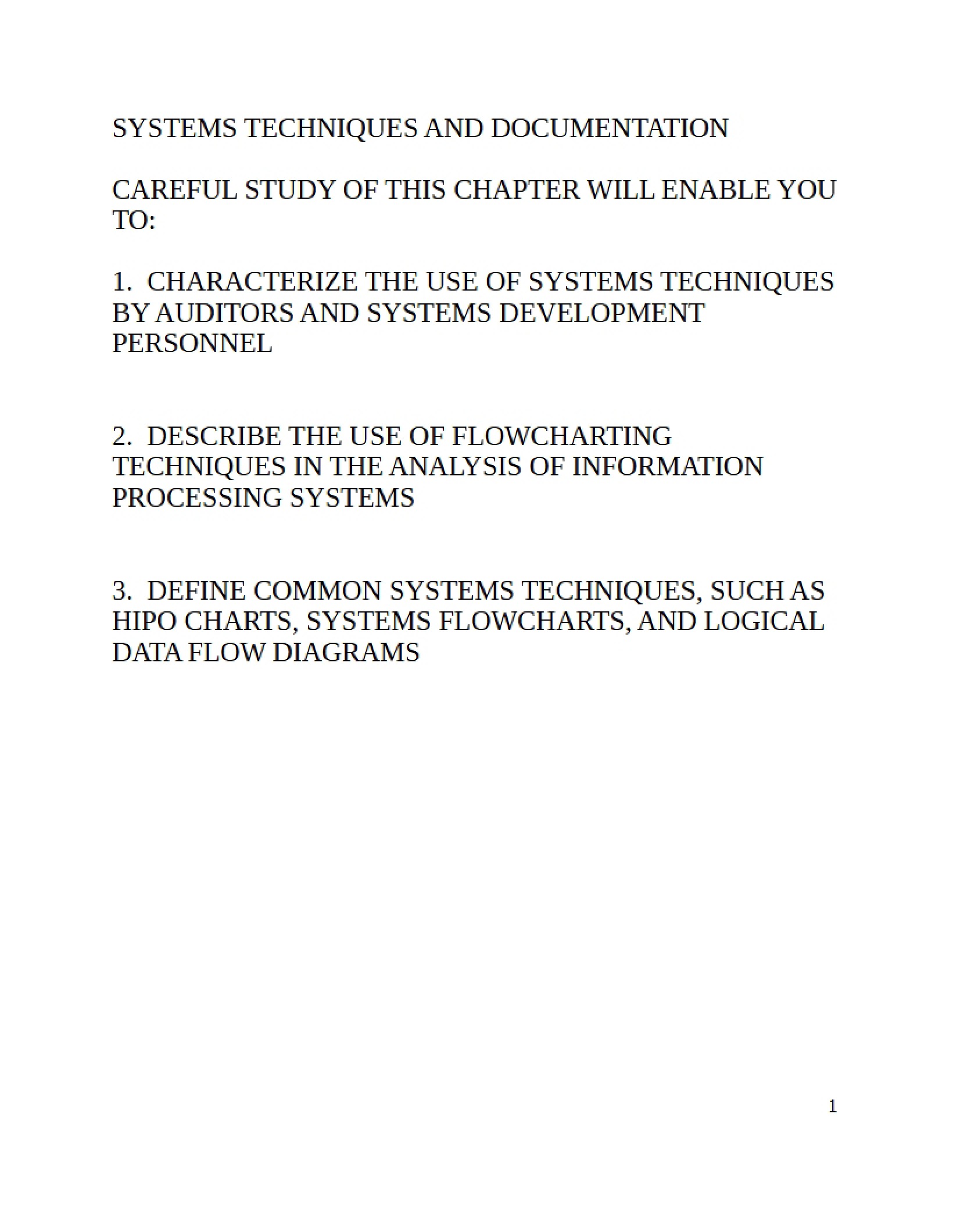Documentation and Techniques of Systems
