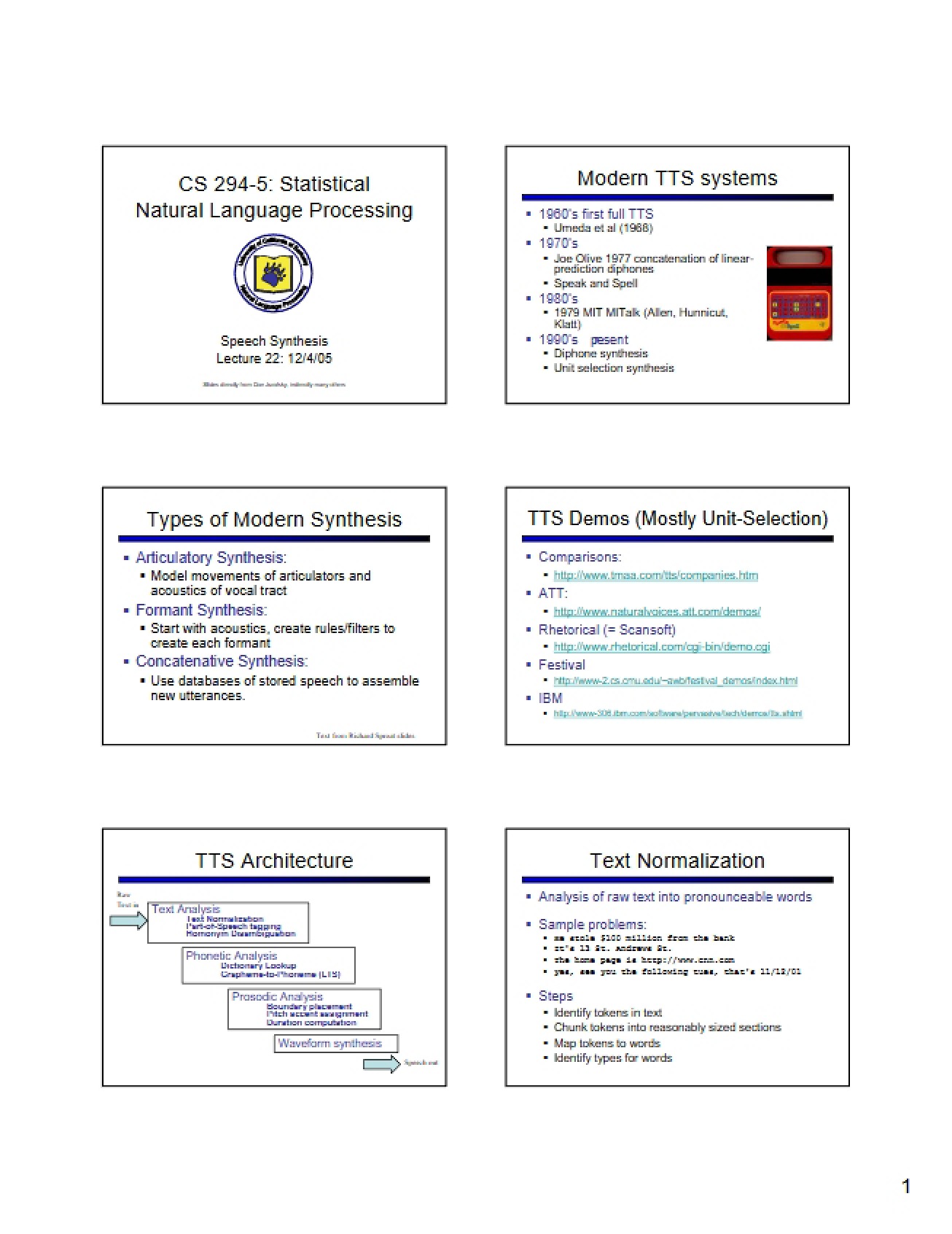 Course Notes for Special Topics