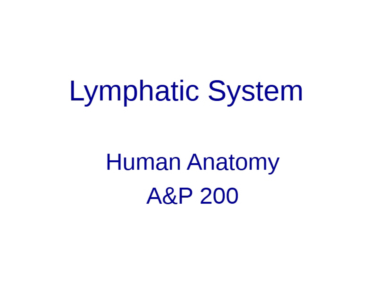 System of Lymphatics