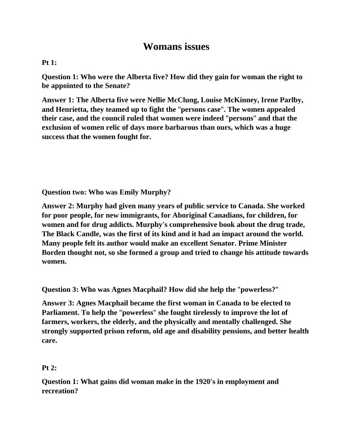 Women's Issues