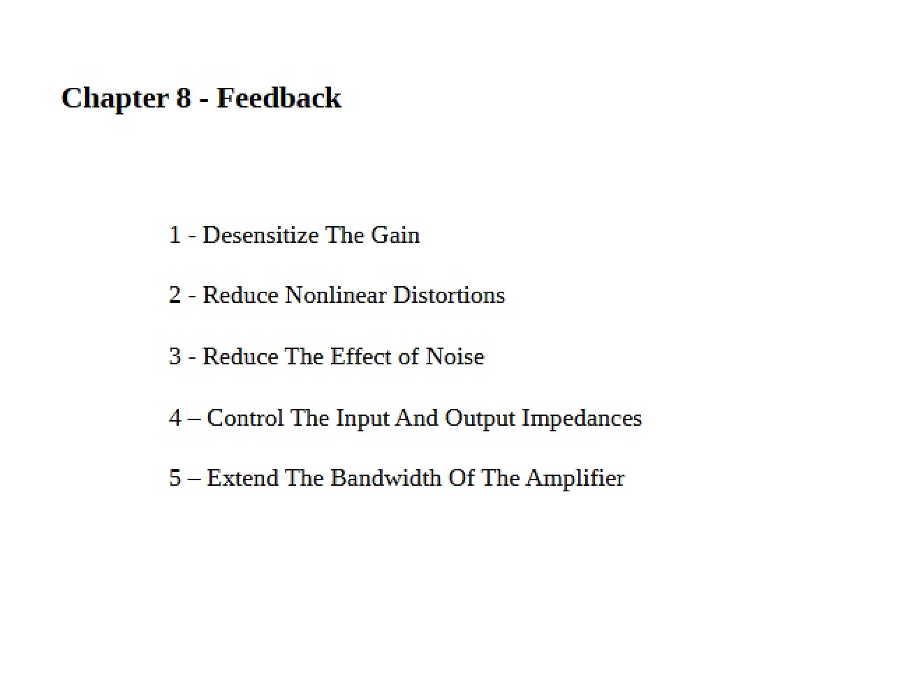 Feedback Chapter Eight Part 1