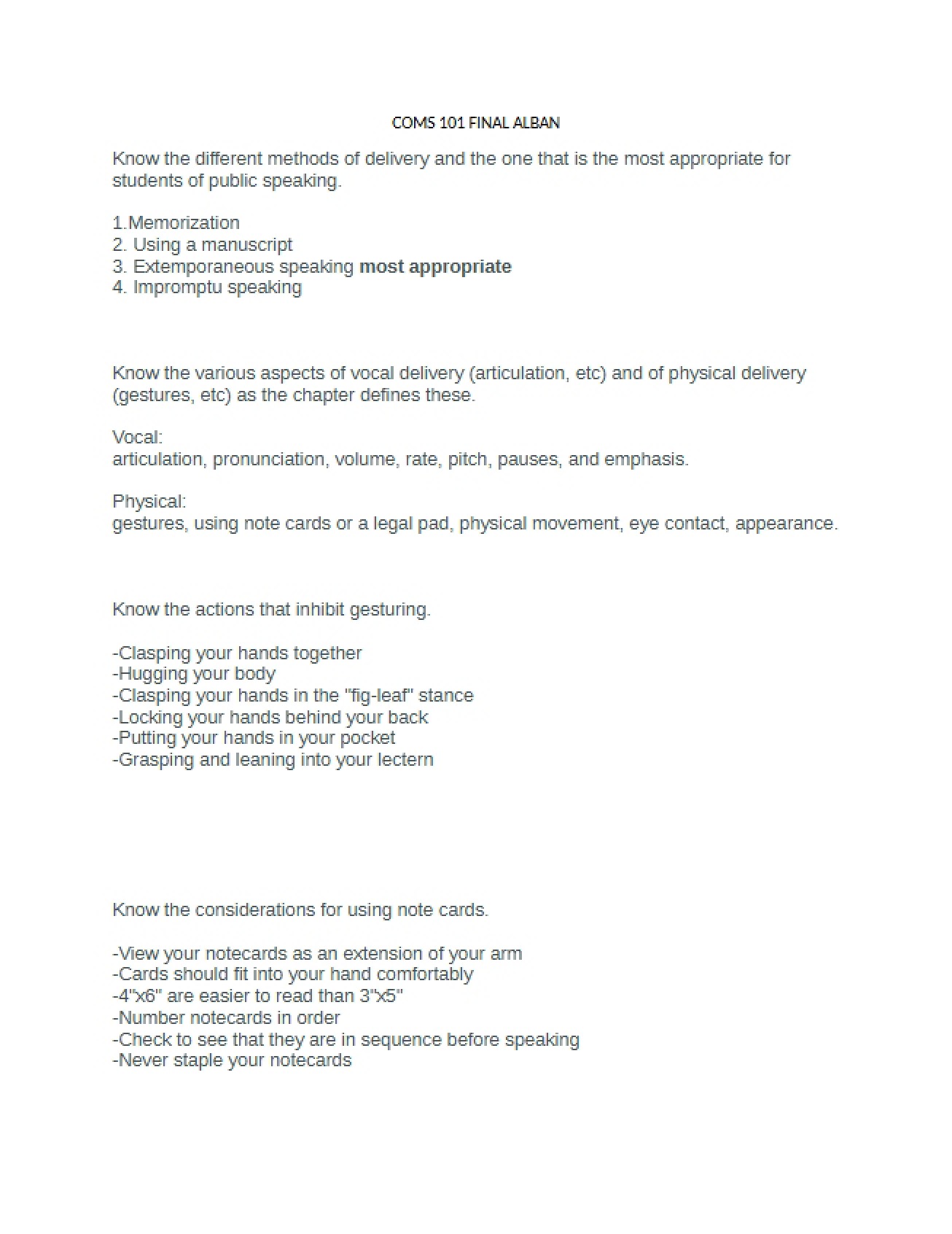 Preparation Guide for Speech Communication