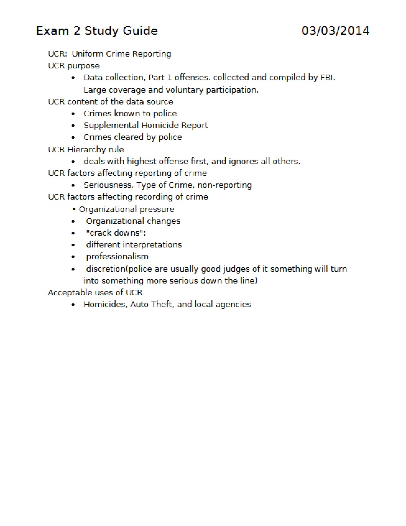 Second Section of the Exam Two Study Guide