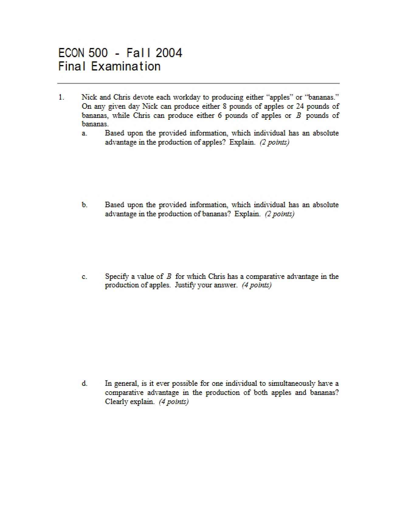 Comprehensive Exam Version 1