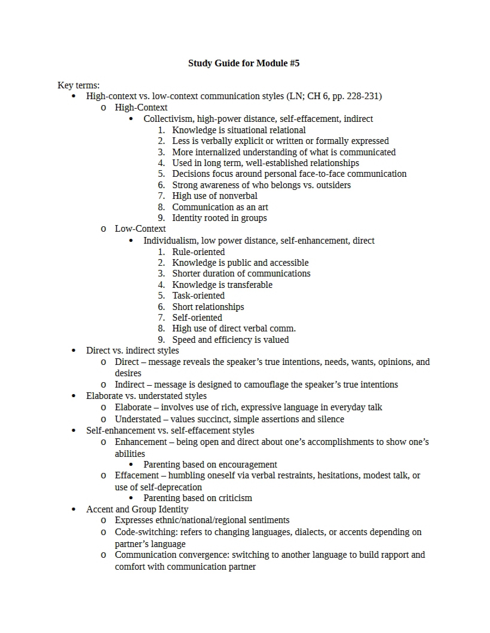 Guide for Module Five