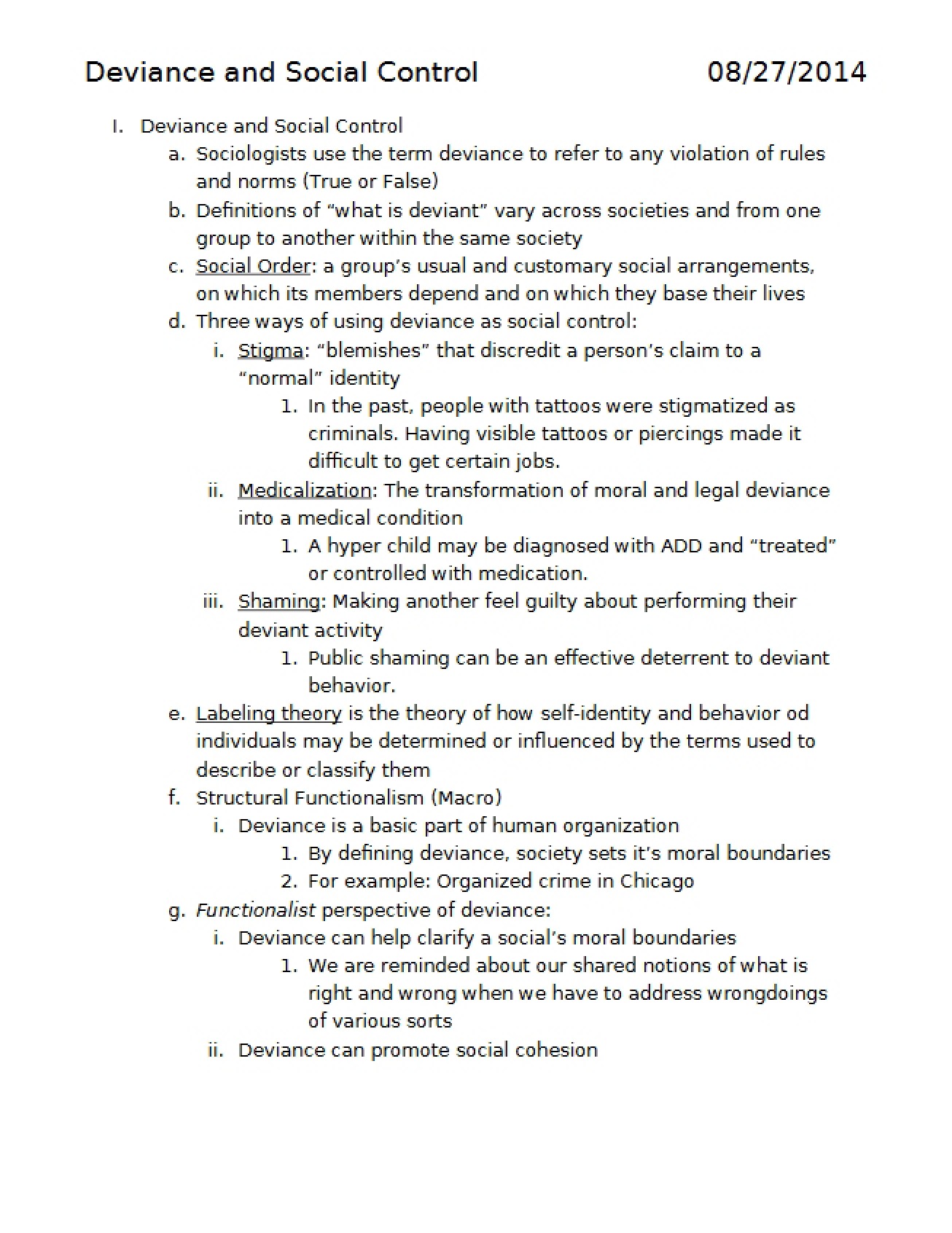 Social Control and Deviance