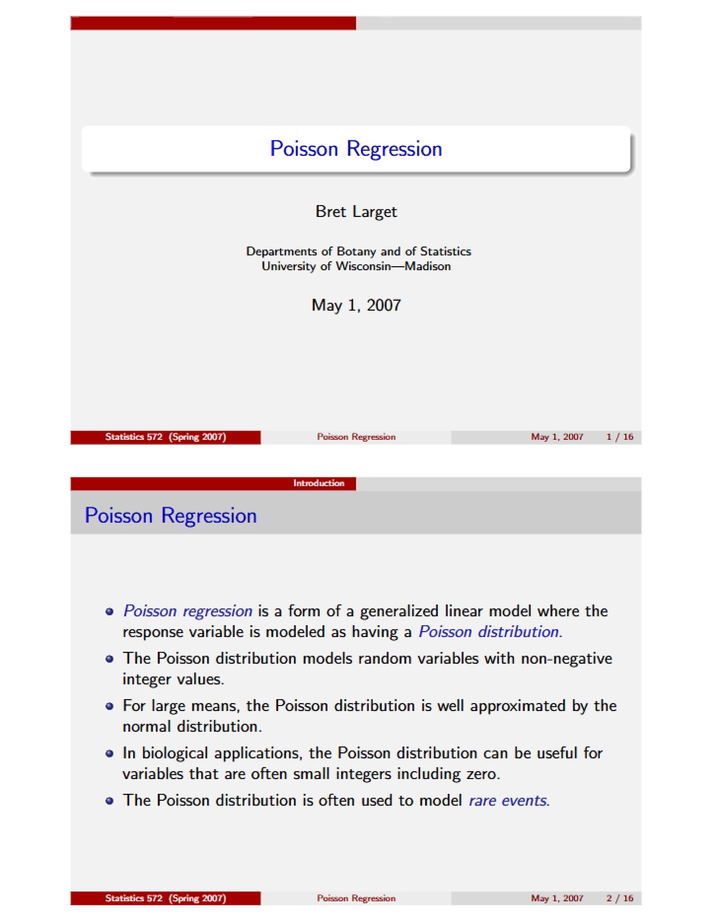 Regression Analysis (Poisson)