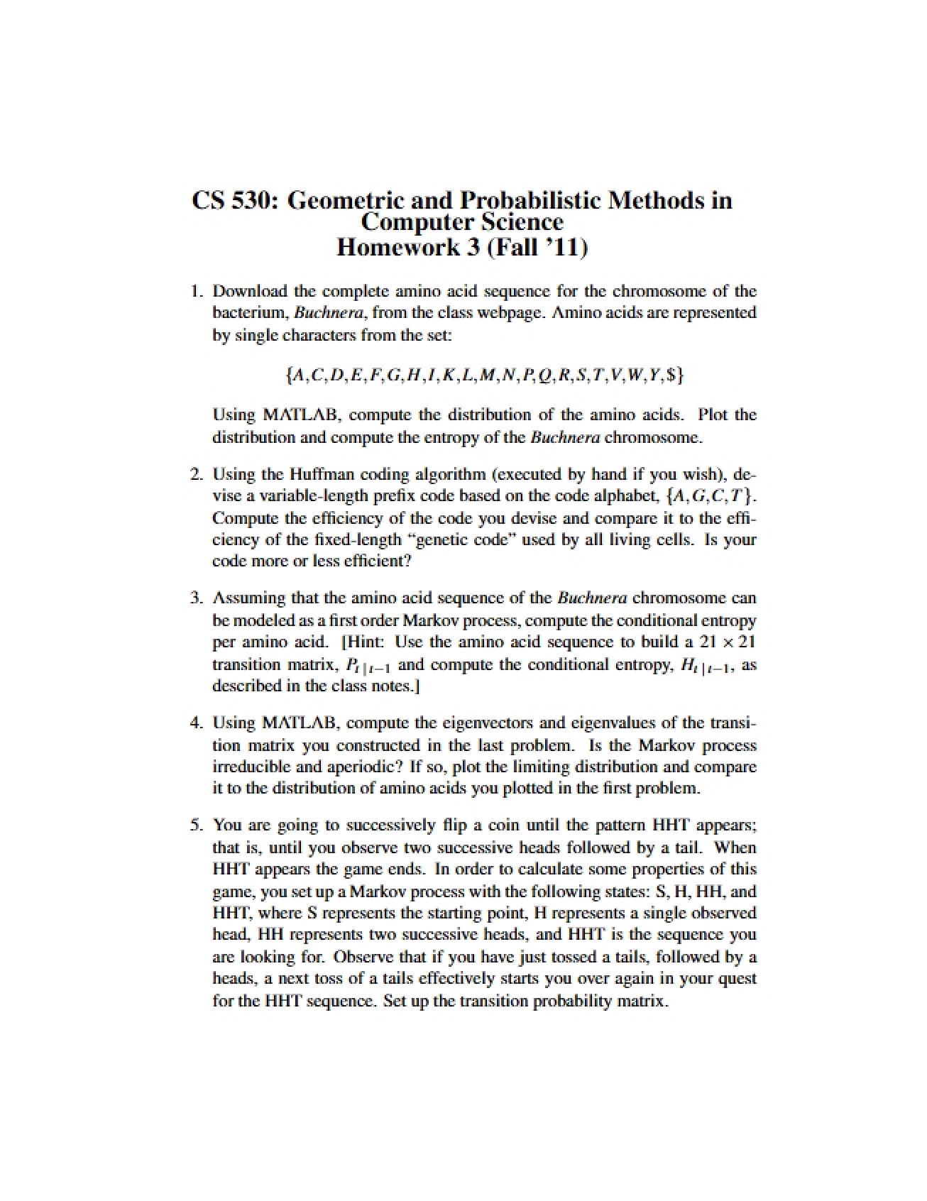 Third Homework Set CS 530