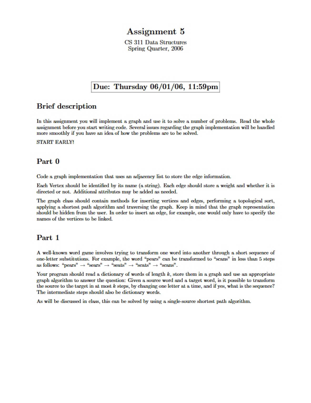 Fifth Assignment