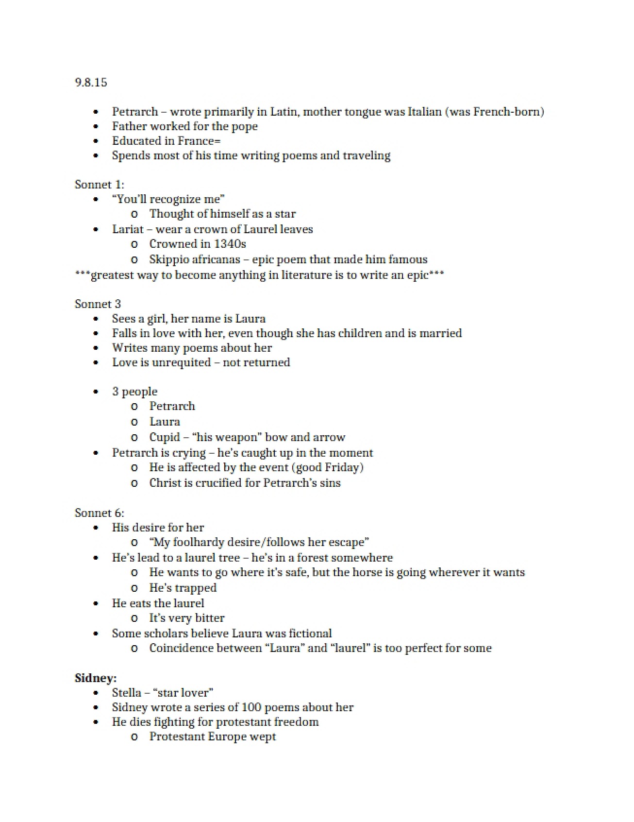 Collection of Notes for a Shakespeare Course