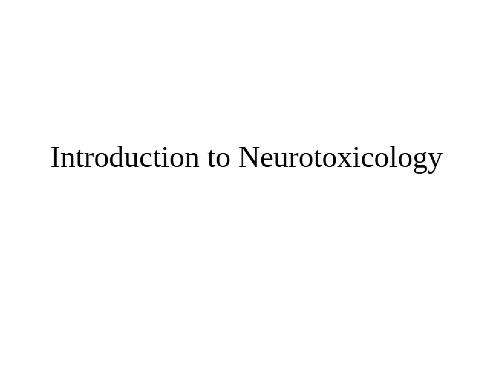 Neurotoxicology Basics