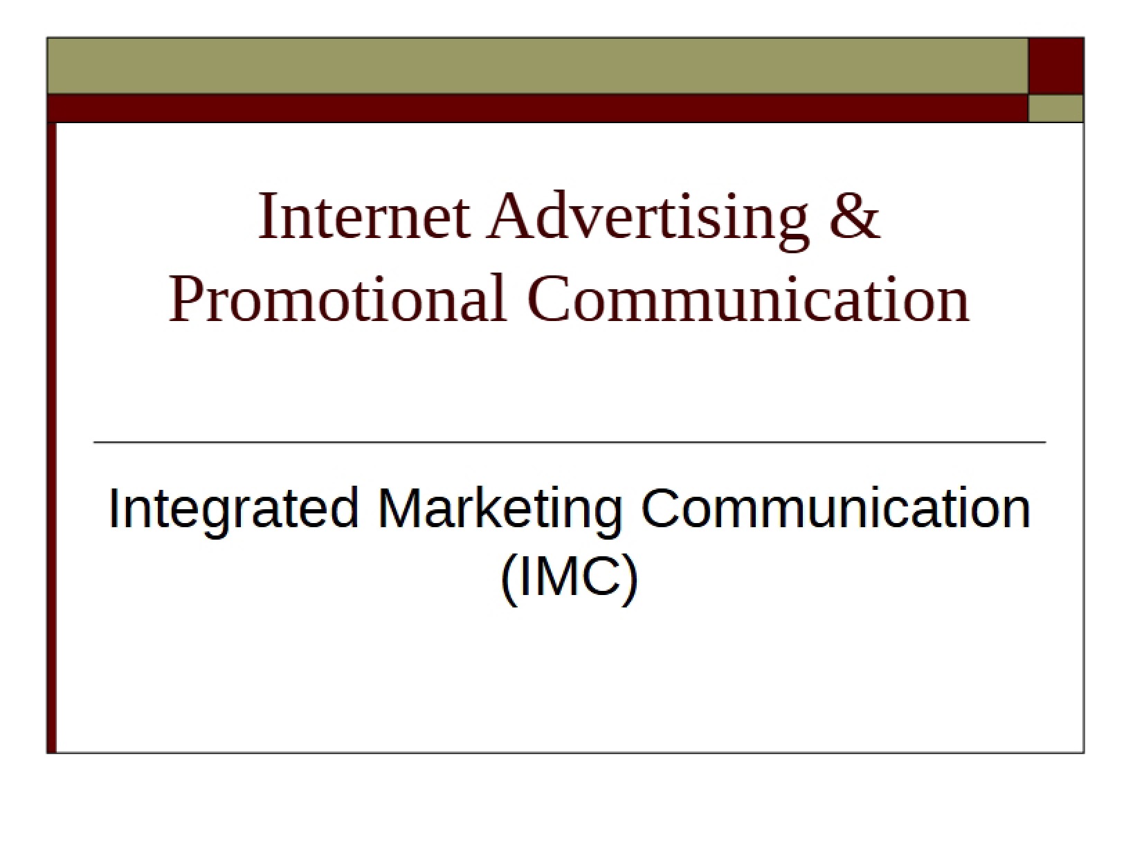 Promotional Communication and Web Advertising