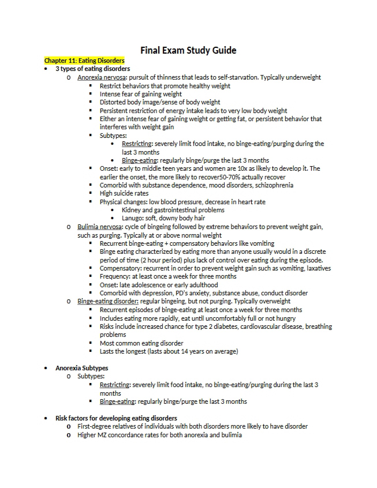 Comprehensive Guide for the Final Exam