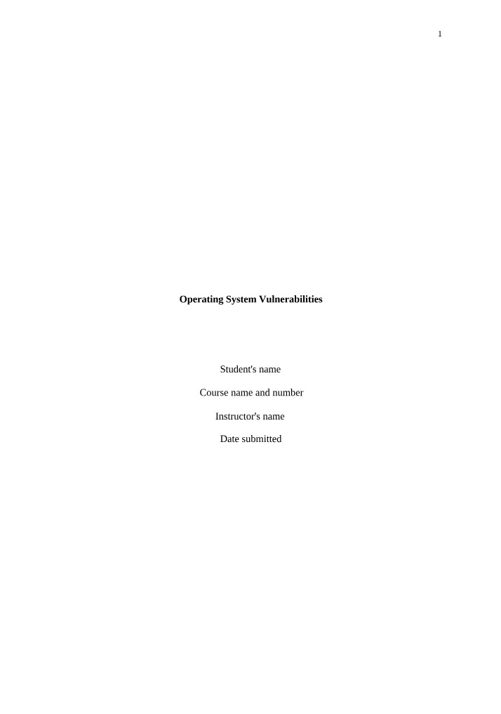 Analysis of Operating System Vulnerabilities