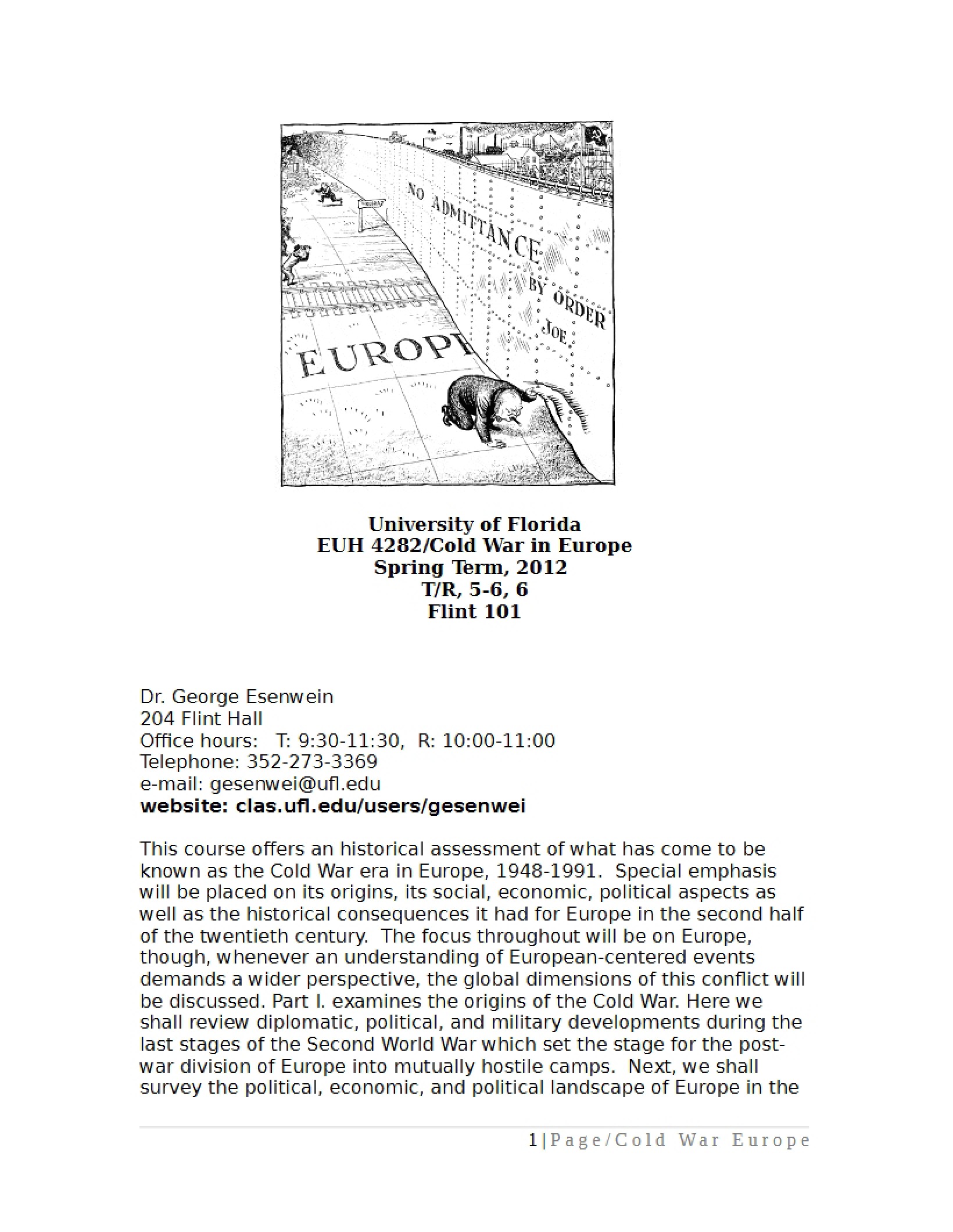 Cold War in Europe Syllabus