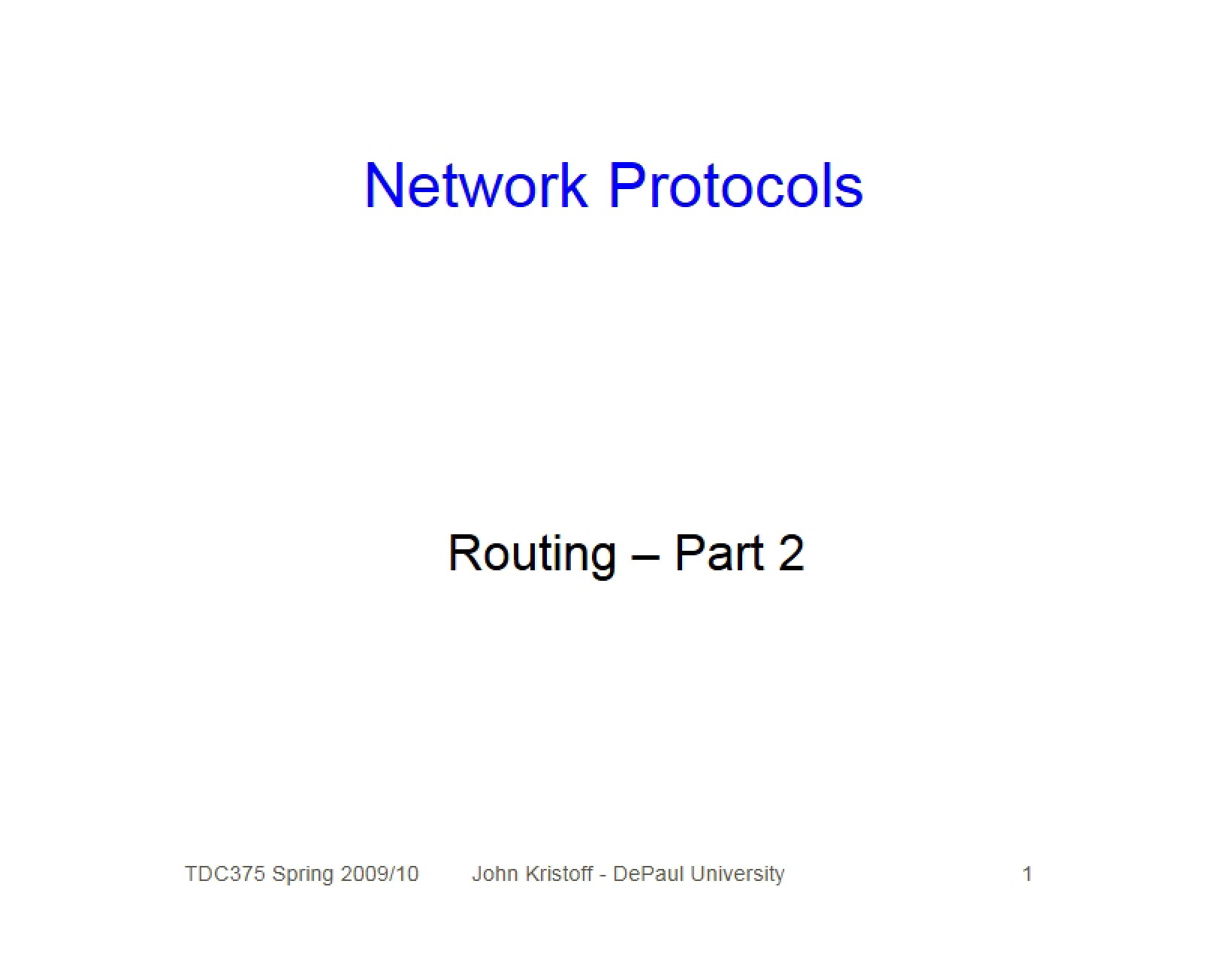 Routing Part Two