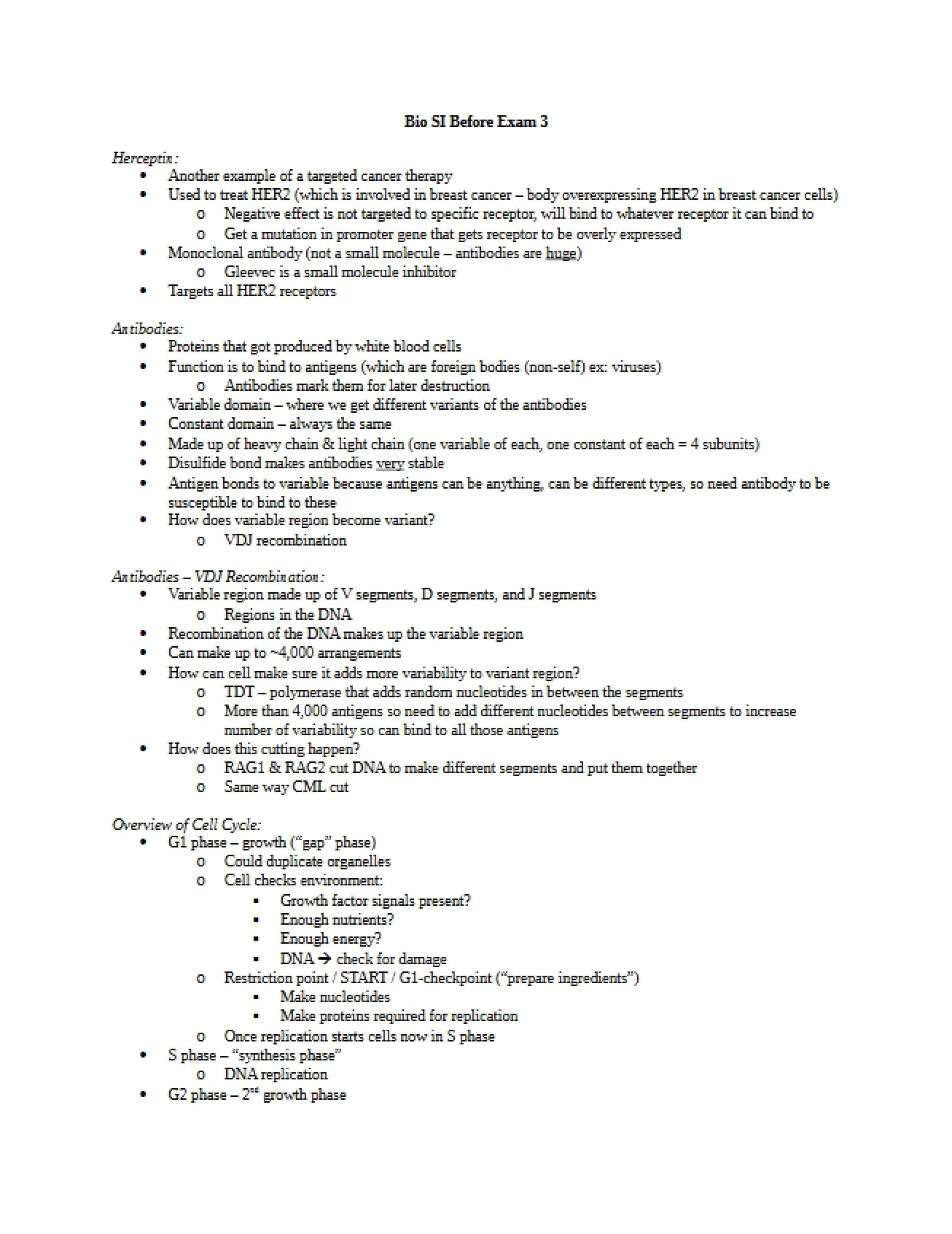 Supplemental Instruction for Third Exam