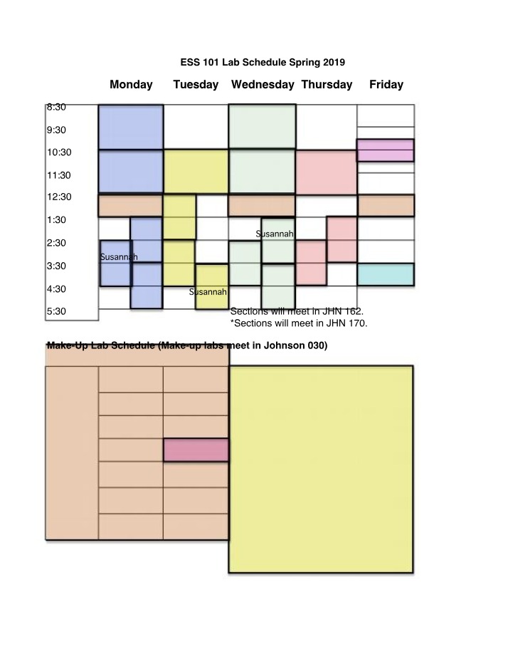 Spring 2019 Lab Schedule - ESS 101