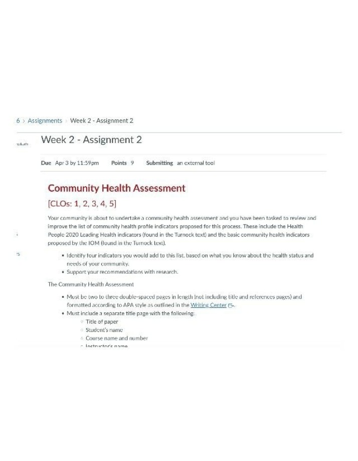 Health Services Administration - Community Health Assessment