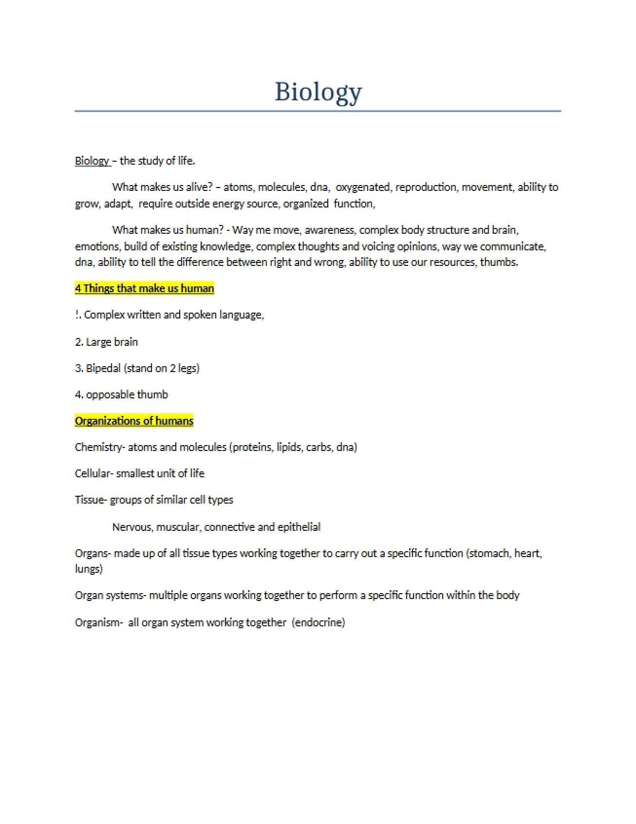Biology Review Guide