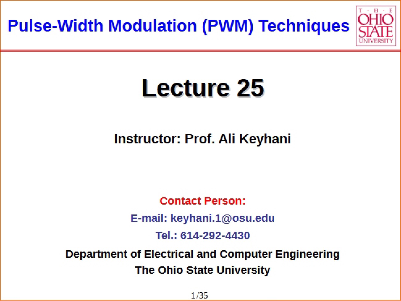 Pulse Width Modulation (PWM) Methods