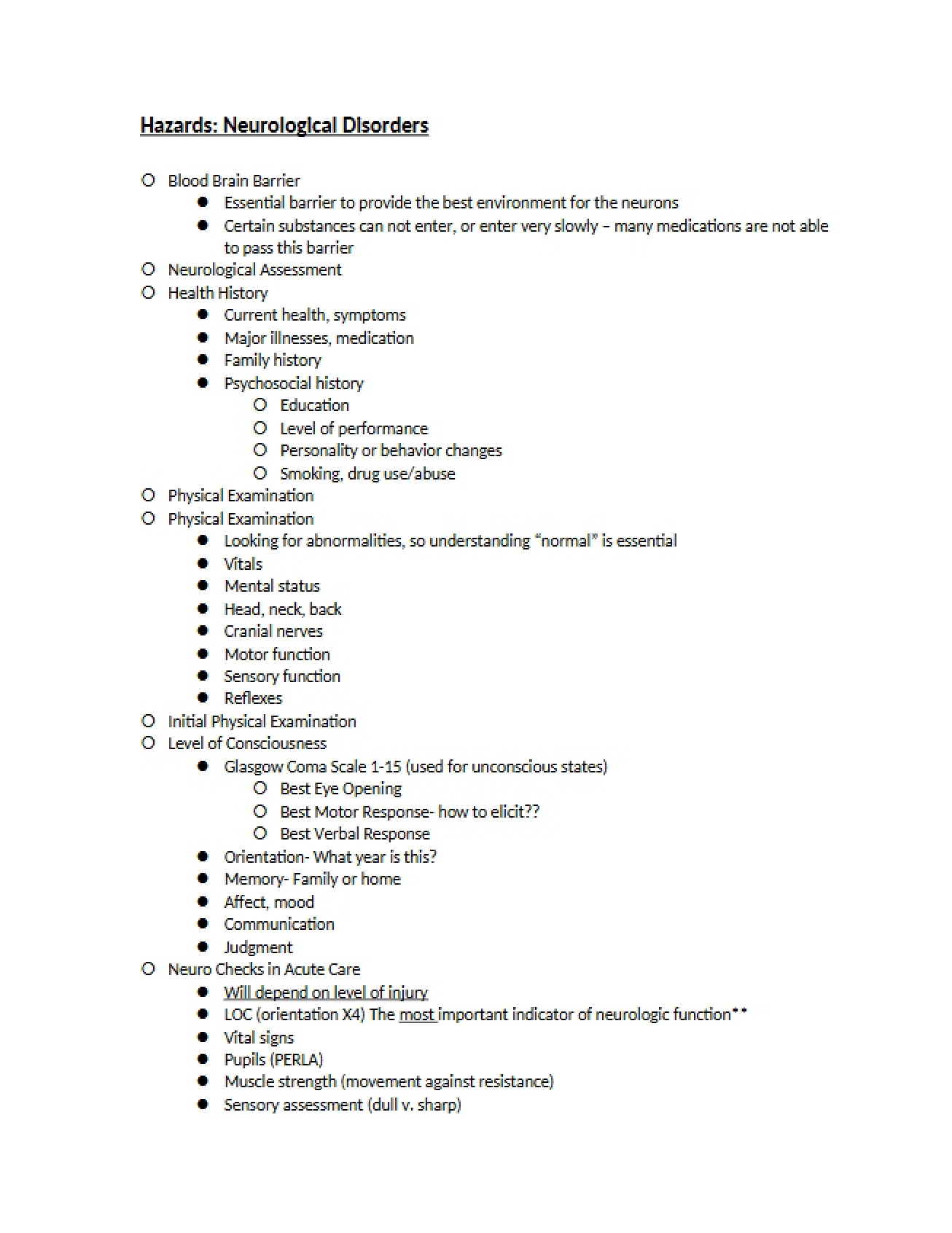 Course Notes for Adult Health Nursing