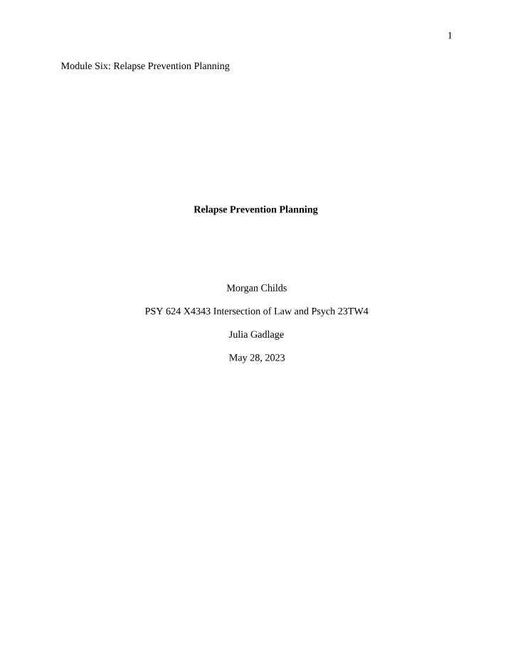 Relapse Prevention Strategies in Substance Abuse